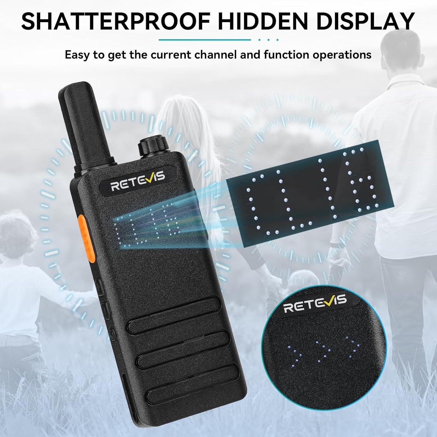 Slim PMR446 Walkie Talkies 2 Pack USB-C VOX Hidden Screen Radio