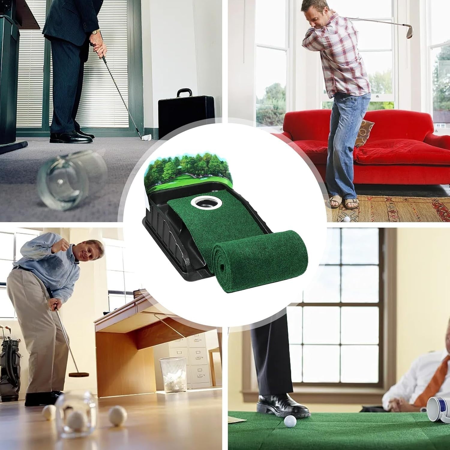 Golf Putting Mat Practice Green 4x3ft Auto Ball Return Indoor Outdoor