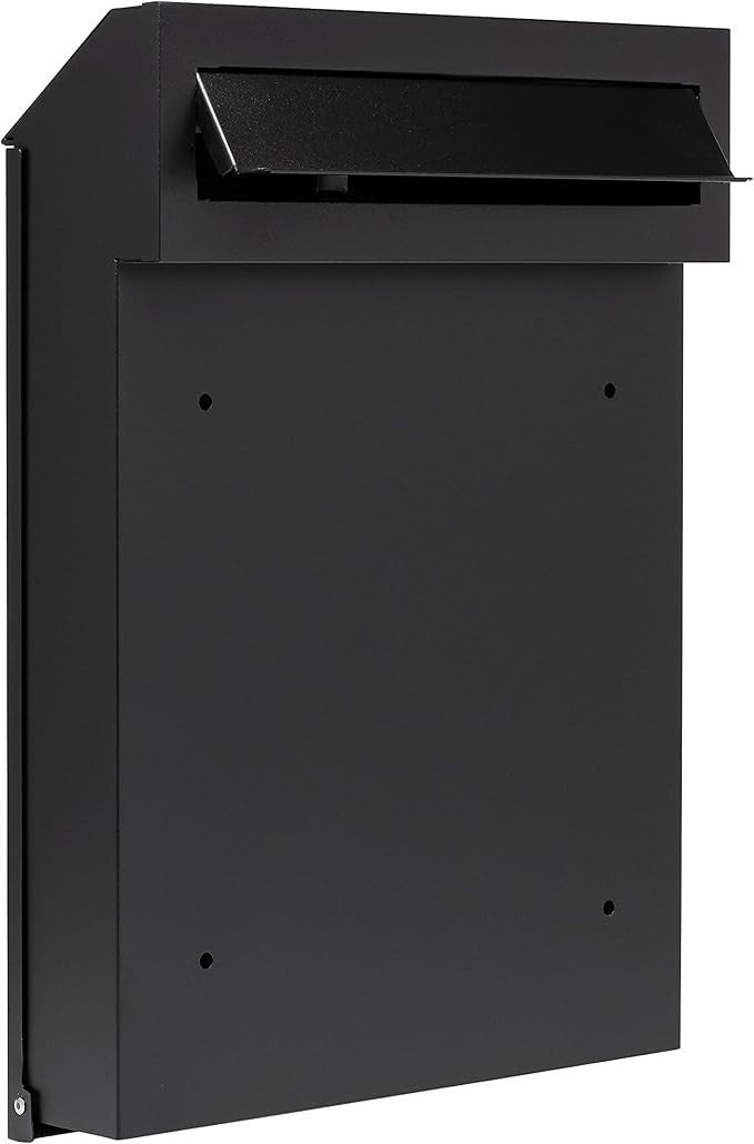 Modern Fence Letterbox Black Matt RAL 9017 Weatherproof Steel Mail Slot