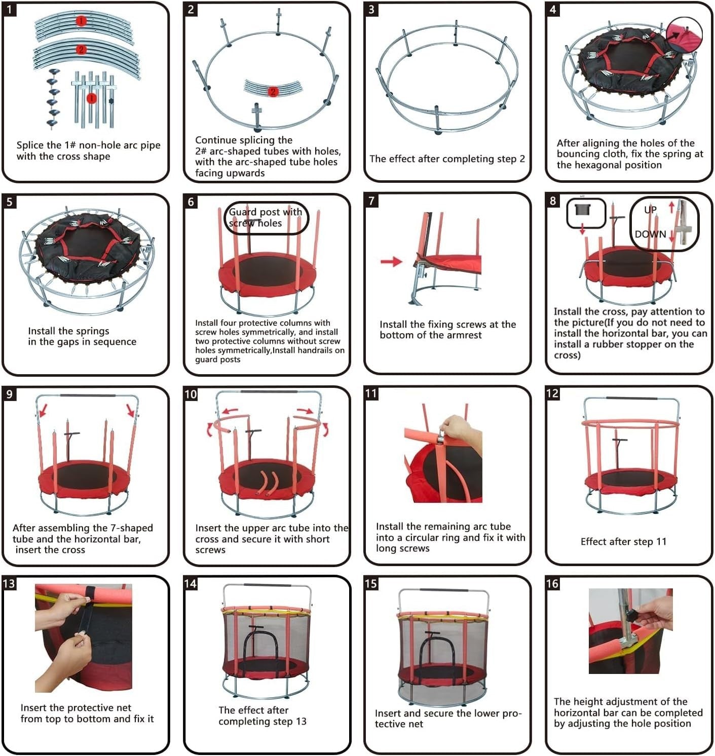 140cm Toddler Trampoline with Enclosure Gym Bar Toys Indoor Outdoor