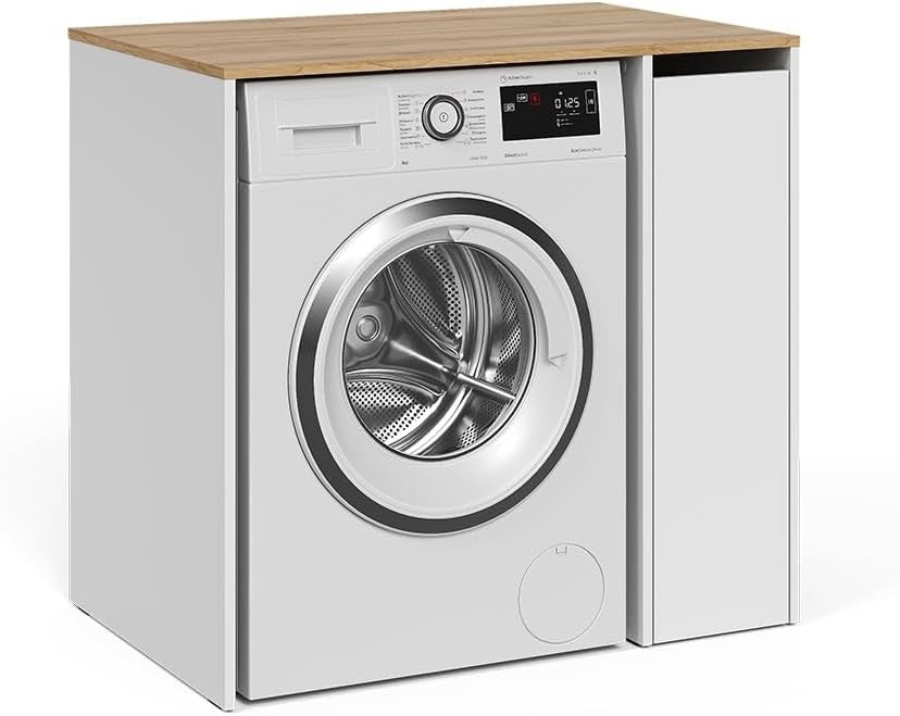 Washing Machine Cabinet Laundry Storage Unit Bathroom Cupboard Shelves White