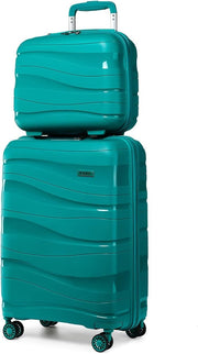2pc Cabin Luggage Set Polypropylene Hard Shell TSA Lock Spinner Wheels