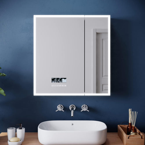 LED Bathroom Mirror Cabinet 600x630mm Bluetooth Demister Shaver Socket