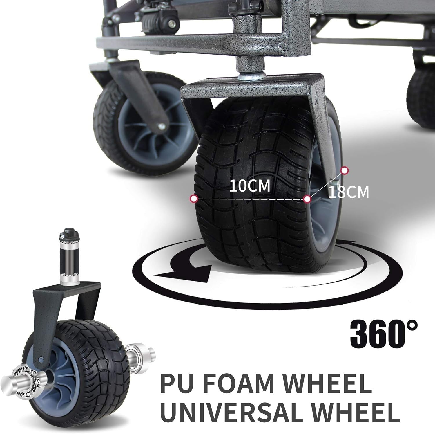 Heavy Duty All-Terrain Folding Wagon 120kg Collapsible Garden Cart w/ Wide Wheel