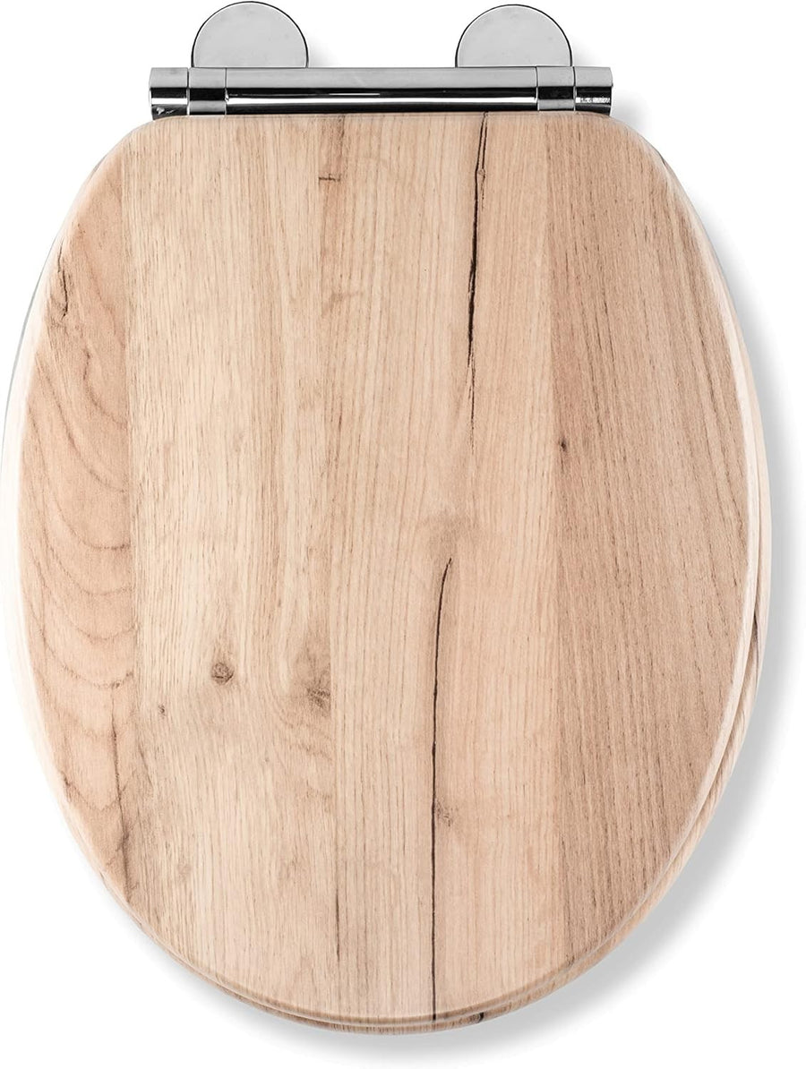 Grey Oak Wooden Toilet Seat Soft Close Quick Release Antibacterial Durable