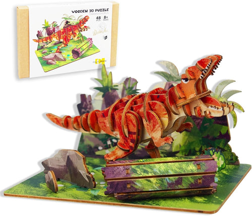 3D Wooden T-Rex Dinosaur Puzzle Kit for Kids - Educational & Handmade