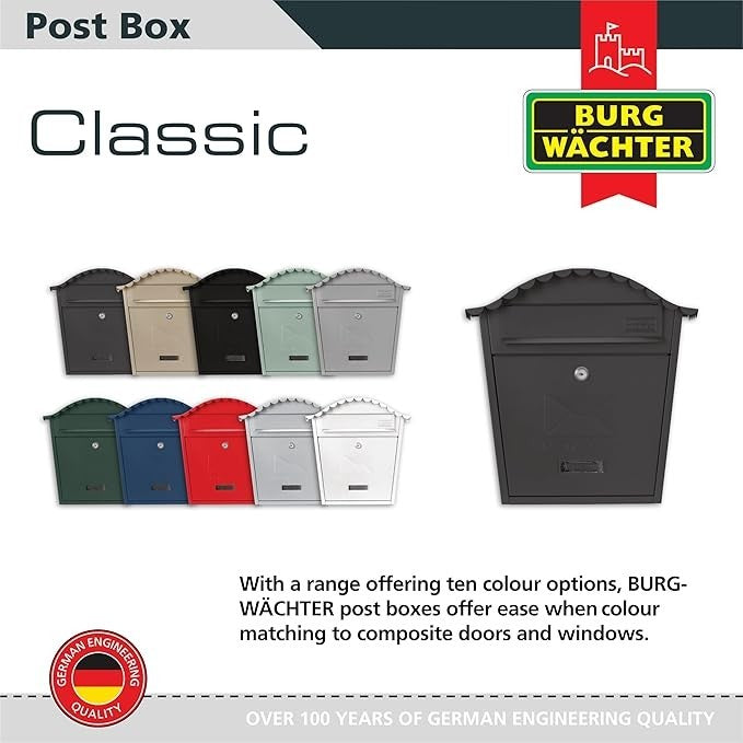 Wall Mounted Lockable Weatherproof Post Box Anthracite Steel 36x37x13cm
