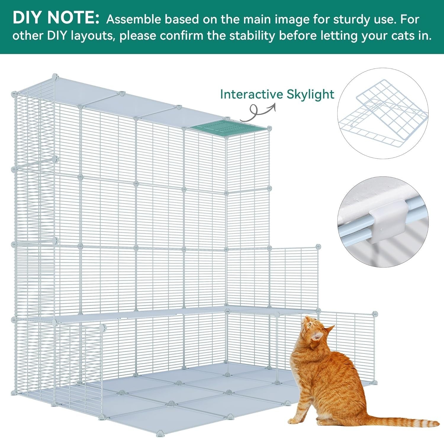 4-Tier Large Indoor Cat Cage Playpen with Hammock, 4 Doors & Ladders, 107x72x142