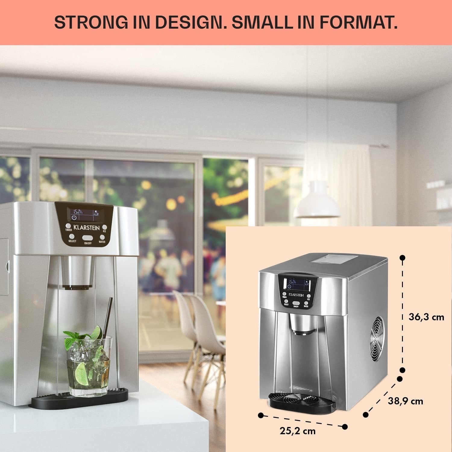Countertop Ice Maker Bullet Cubes Fast 12kg/24h Cold Water Dispenser