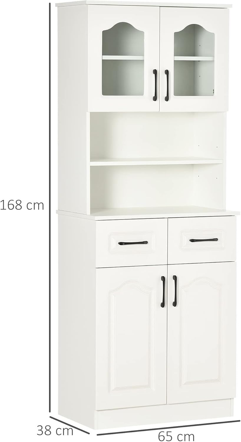 White Tall Kitchen Cupboard 168cm Pantry Storage Cabinet Shelves Unit
