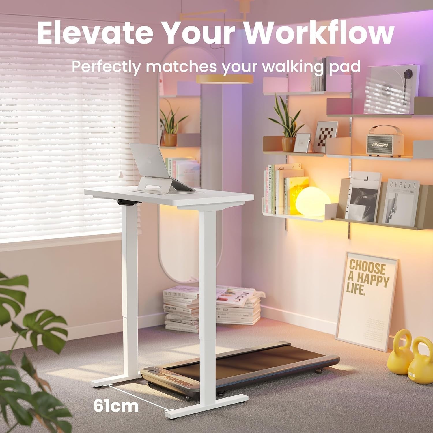 Electric Standing Desk Height Adjustable Sit Stand Office Table 80x48cm