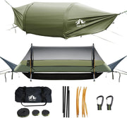Camping Hammock Tent with Mosquito Net & Rainfly – Flat Lay Waterproof, 1 Person