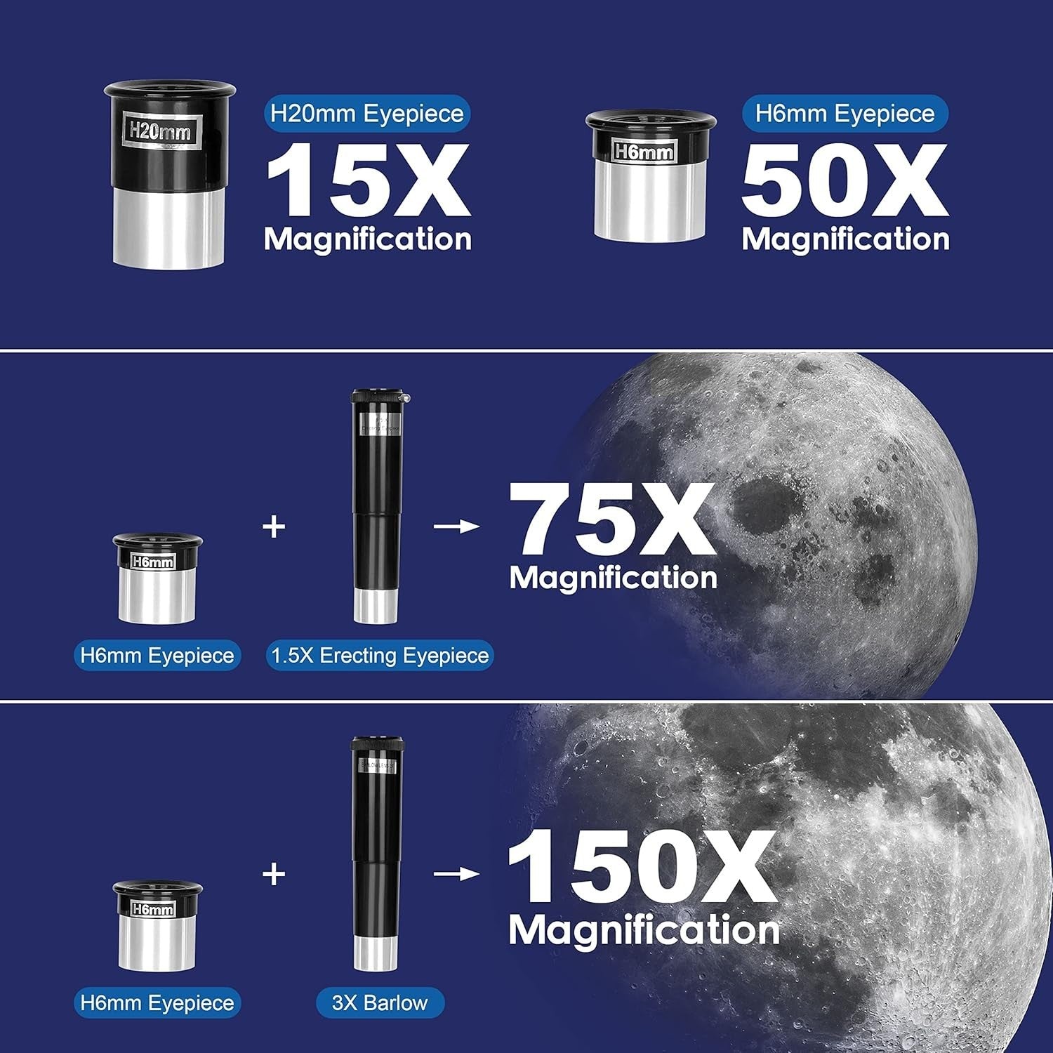 70mm Aperture 300mm Refractor Telescope for Kids & Adults with Tripod