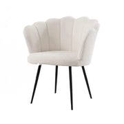 Velvet Scallop Shell Accent Chair White Compact Armchair Bedroom Seat