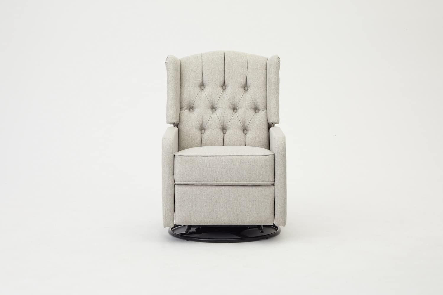 Grey Swivel Recliner Armchair Fabric Wing Back Chair Lounge Relax Seat