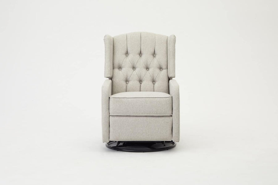Grey Swivel Recliner Armchair Fabric Wing Back Chair Lounge Relax Seat