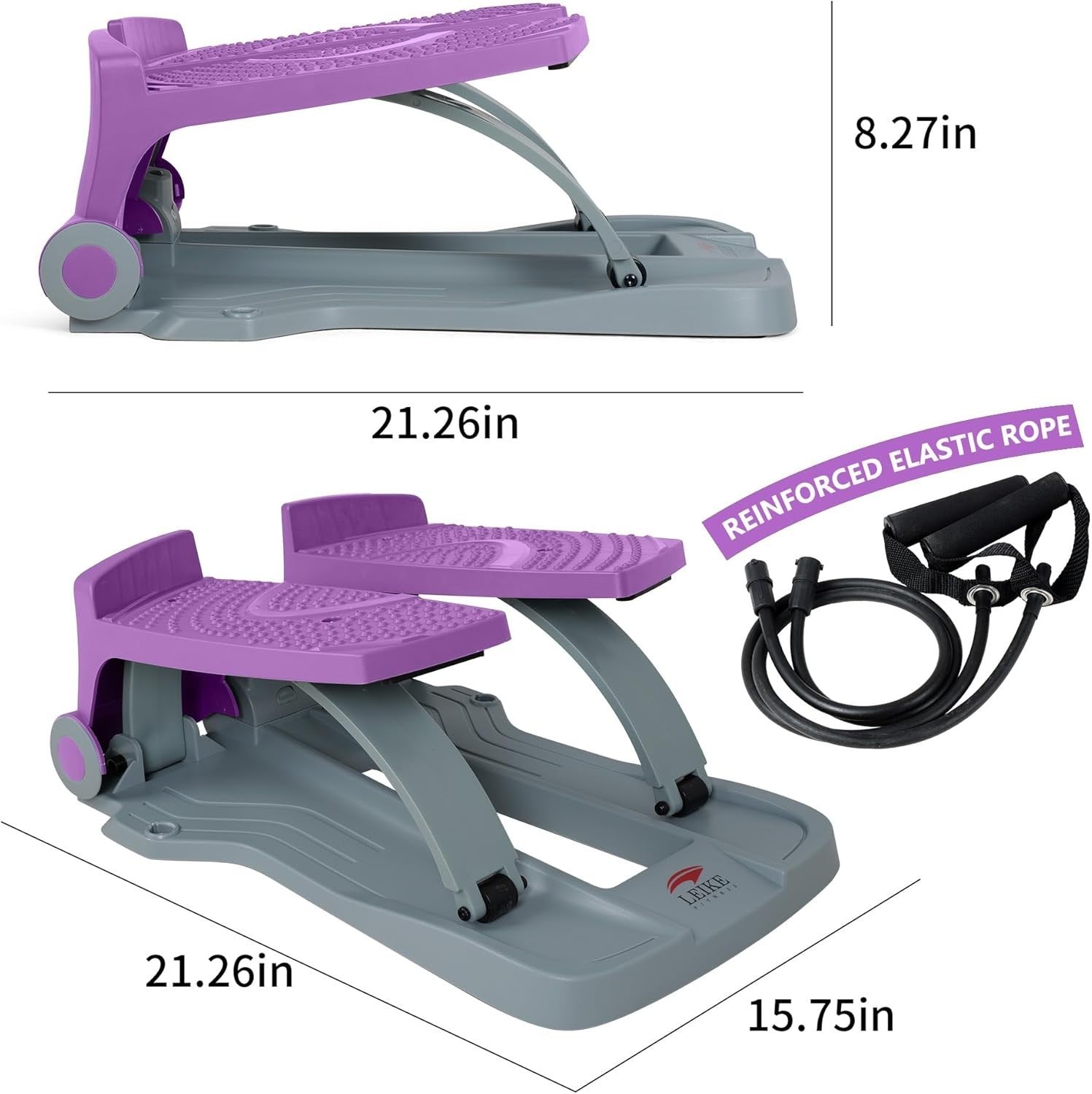 Mini Twist Stepper w/ LCD Monitor, Hydraulic System & Resistance Bands – Pink