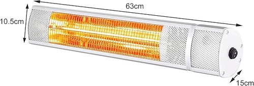 Outdoor Electric Patio Heater 2000W Wall Mounted Remote Control Waterproof