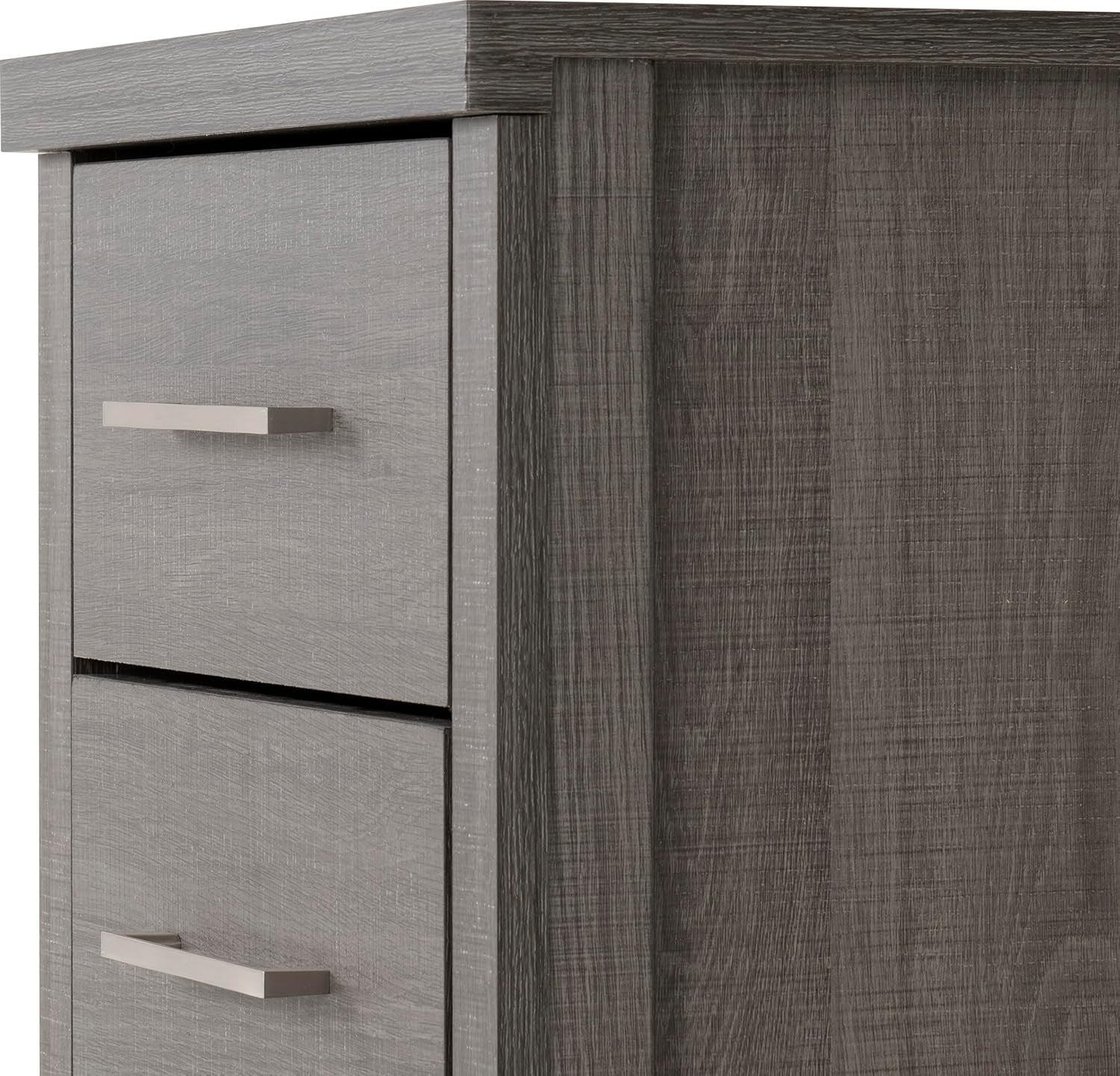 3 Drawer Bedside Table Black Wood Grain Modern Nightstand