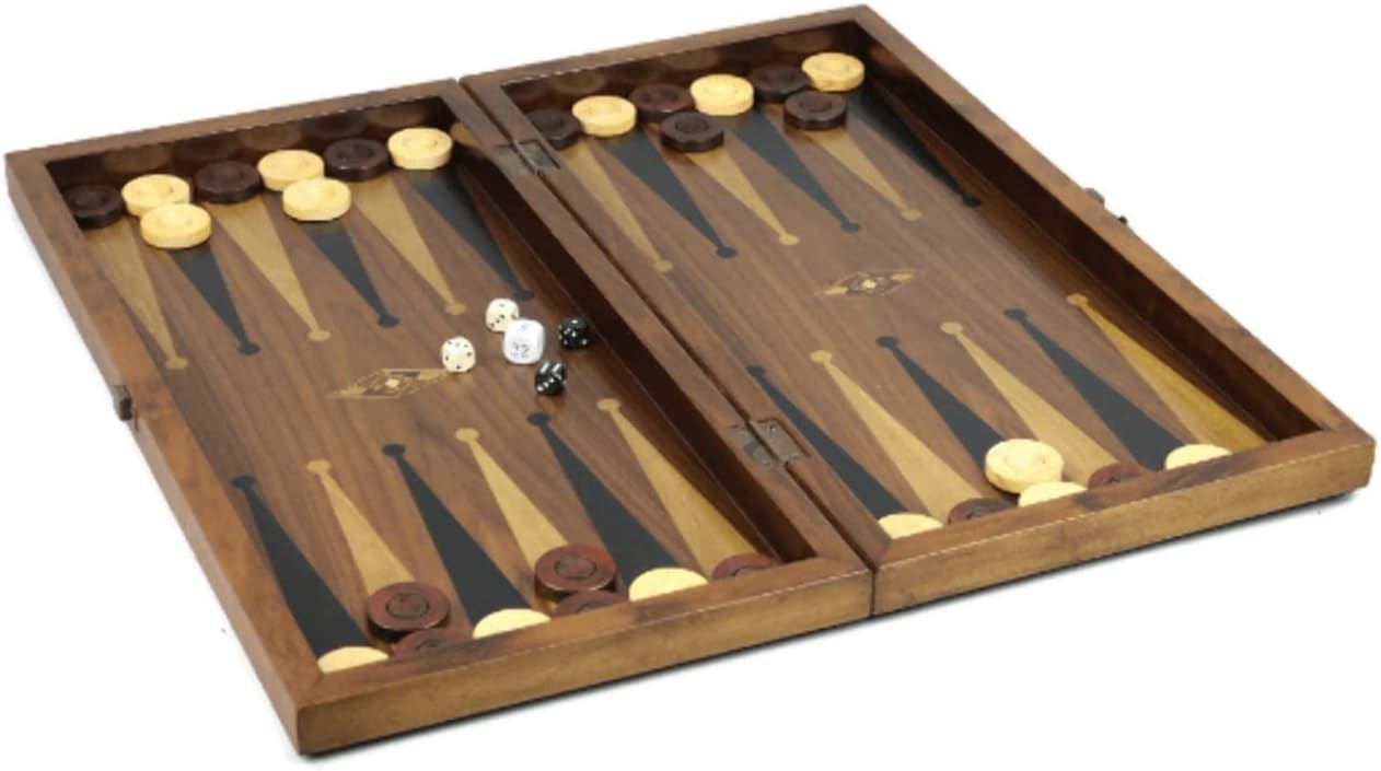20” Tournament Backgammon Set Solid Wooden Foldable Board Luxury Game
