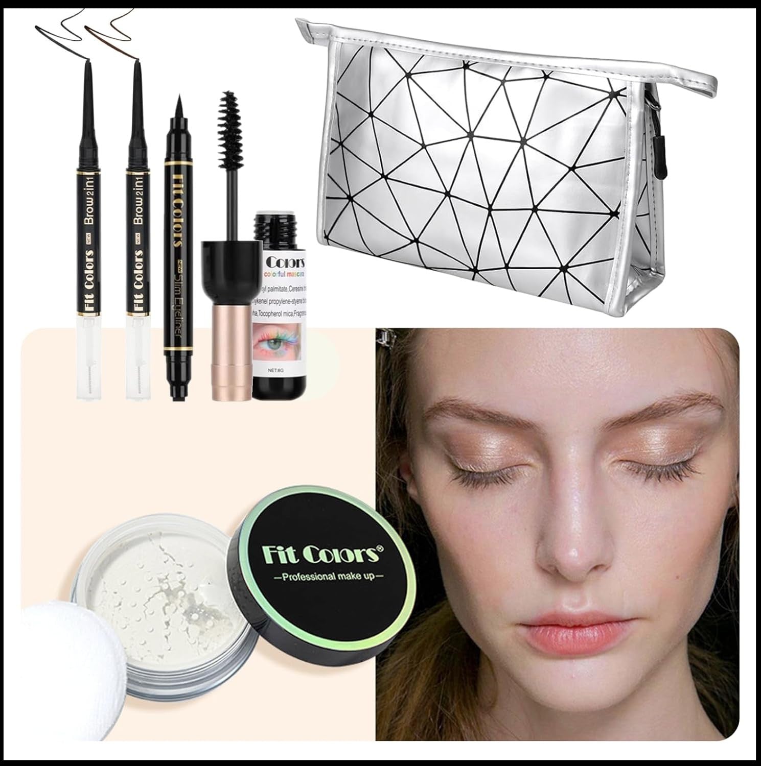 All In One Makeup Starter Kit 15PCS Travel Set Palette Bag