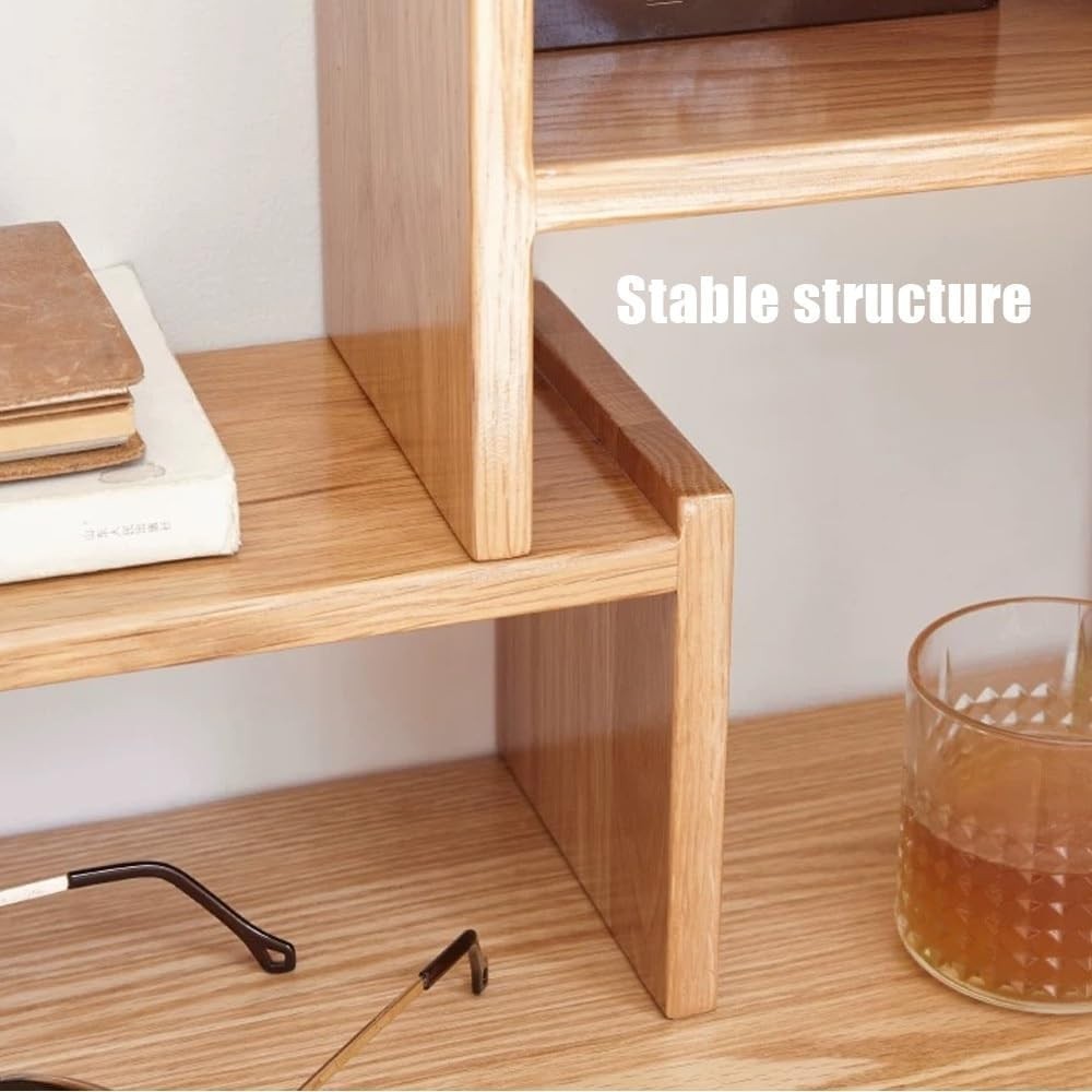 Adjustable Wooden Desktop Bookshelf Organizer | Countertop Storage Hutch 33–61cm