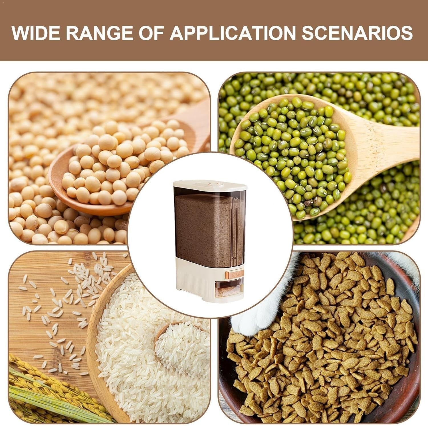 10KG Sealed Rice Dispenser Airtight Grain Storage Bin with Time Tracker