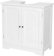 White Under Sink Bathroom Cabinet 60x30x60cm Wooden Storage Cupboard Unit