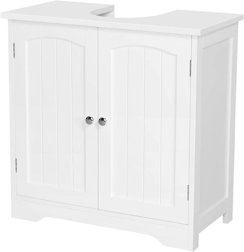 White Under Sink Bathroom Cabinet 60x30x60cm Wooden Storage Cupboard Unit