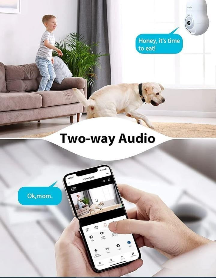 4MP Bulb Security Camera 360° WiFi 2K Night Vision Motion Tracking