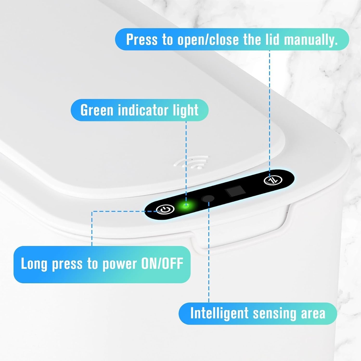 2.6G Touchless Motion Sensor Trash Can | Smart Bathroom Waste Bin