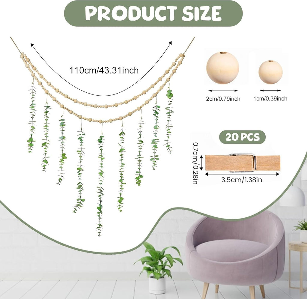 Boho Macrame Photo Display Wall Hanging with 20 Clips