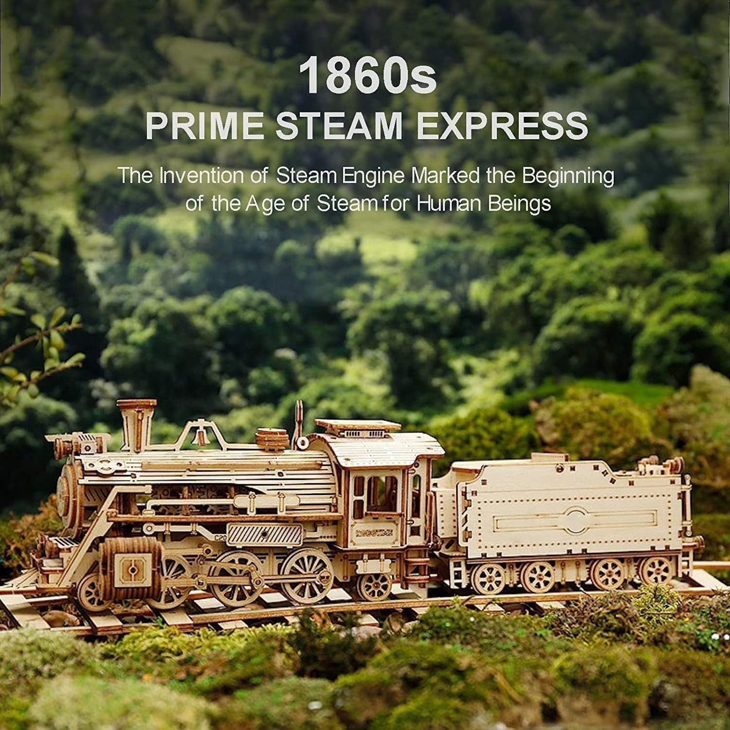 3D Wooden Steam Train Puzzle Model Kit – 308 Pieces, DIY Mechanical Toy