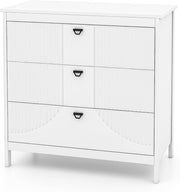 3-Drawer White Wooden Chest Dresser Storage Cabinet for Bedroom & Living Room