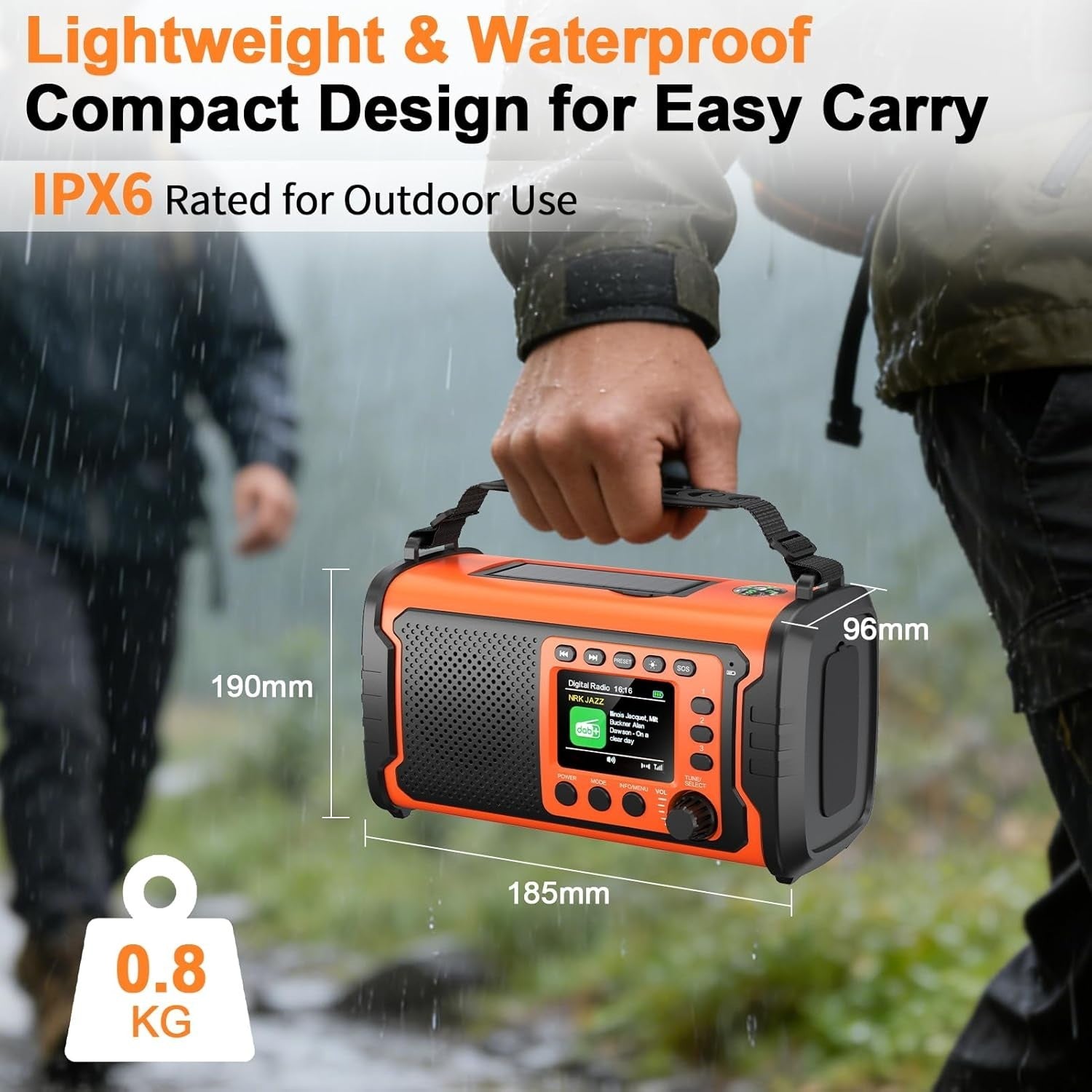 Portable DAB Radio with 27000mAh Battery | Bluetooth, FM, SOS, Torch