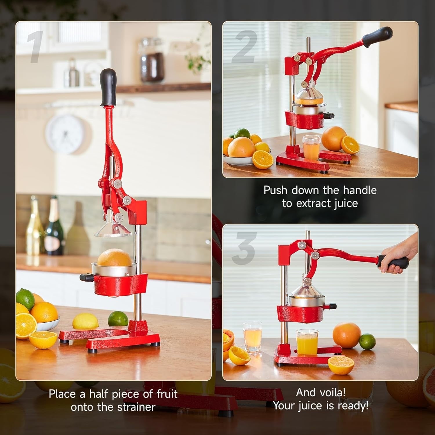 Professional Manual Citrus Press Cast Iron Juicer Orange Lemon Pomegranate