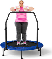 40” Foldable Fitness Trampoline Rebounder Adjustable Handle 400lbs