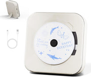 Portable CD Player Bluetooth Speakers USB Transparent Lid Compact White
