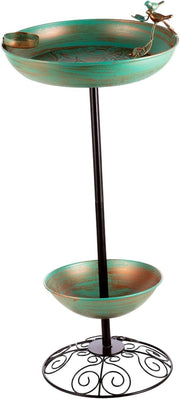 Copper Green Metal Bird Bath Feeder – Elegant Garden Décor with Flat Base 69cm