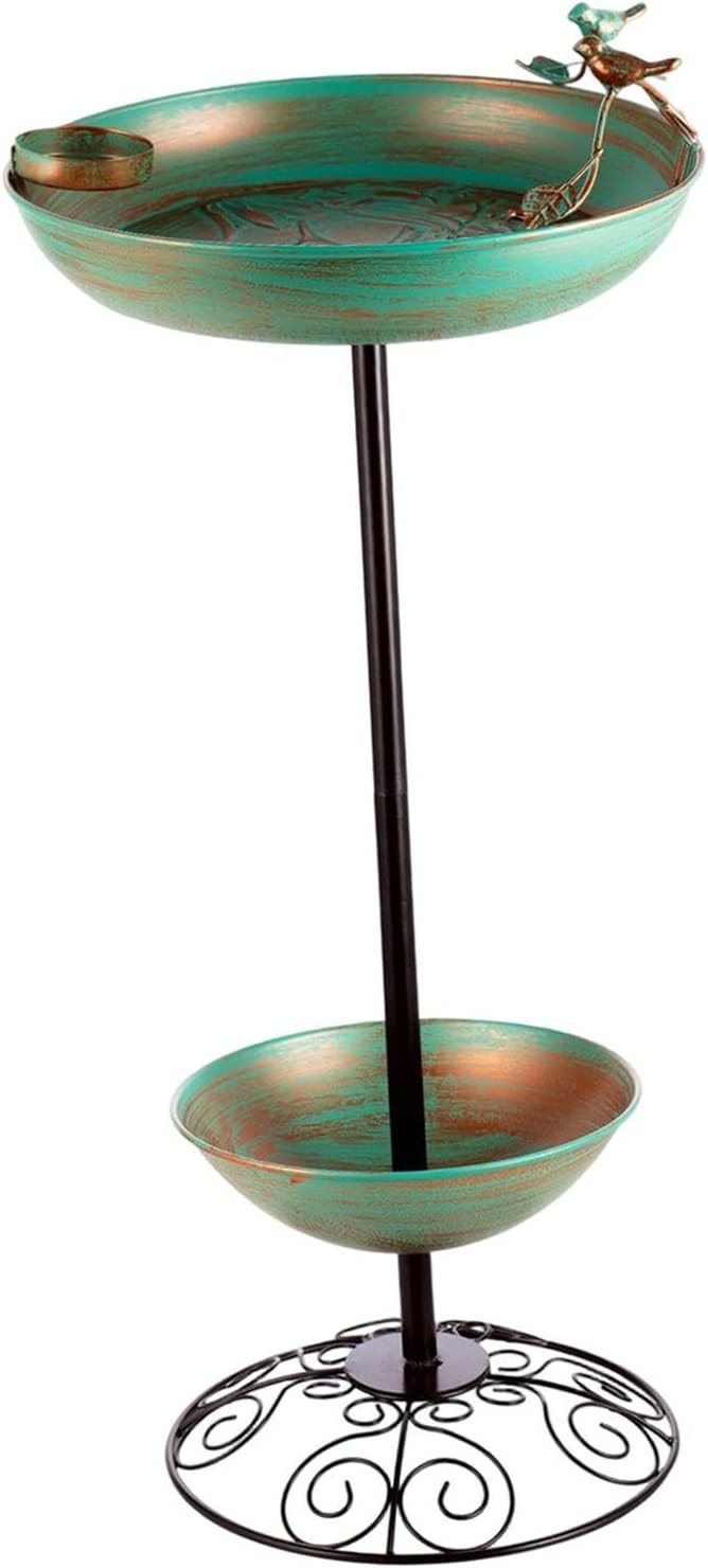 Copper Green Metal Bird Bath Feeder – Elegant Garden Décor with Flat Base 69cm