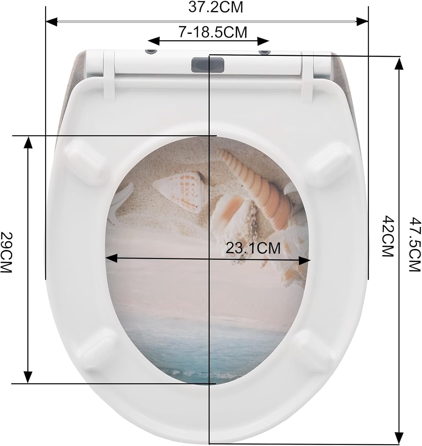O-Shaped Toilet Seat Soft Close Quick Release Anti-Bacterial Adjustable Hinges