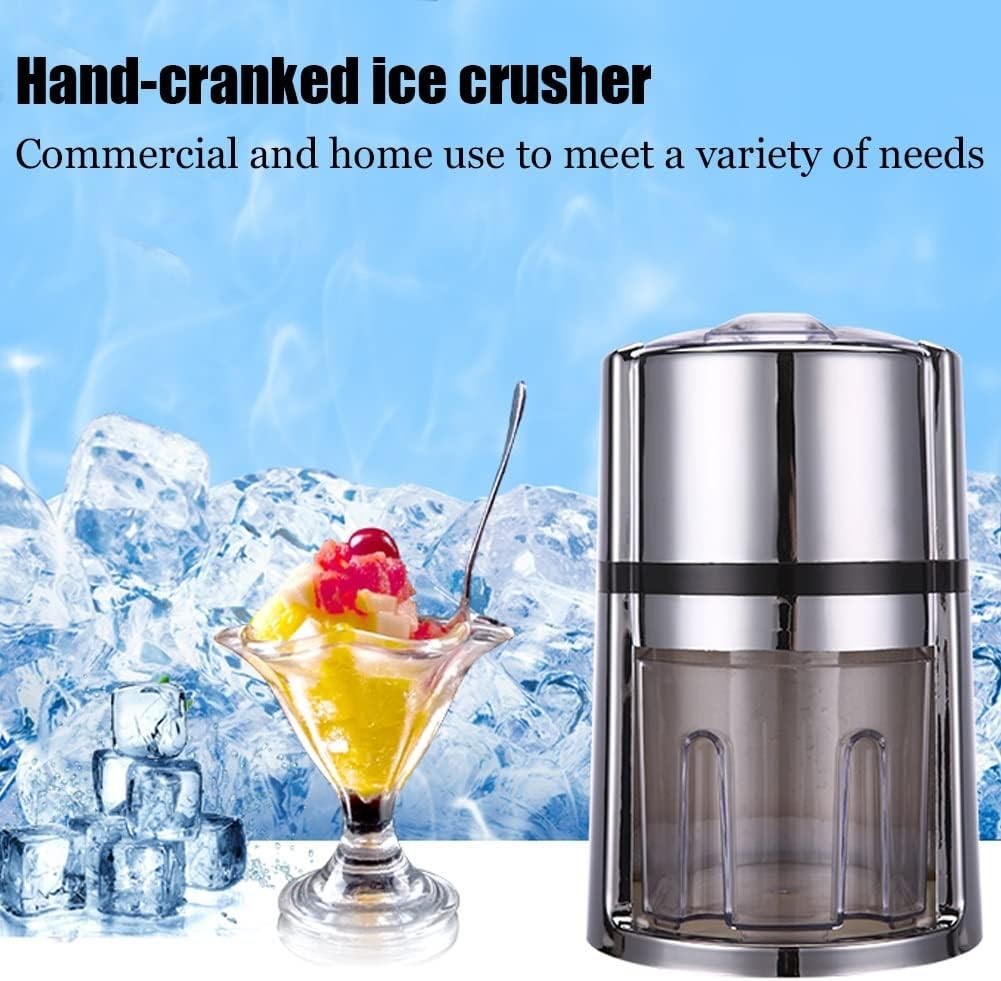 Manual Ice Crusher Hand Crank Stainless Steel Slush Shaver Home Bar