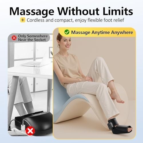 Cordless Foot Massager with Heat & Compression, Portable Pain Relief Boot