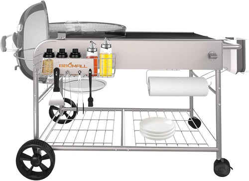 Outdoor BBQ Grill Table Prep Station Cart for Charcoal Kettle Grill with Storage