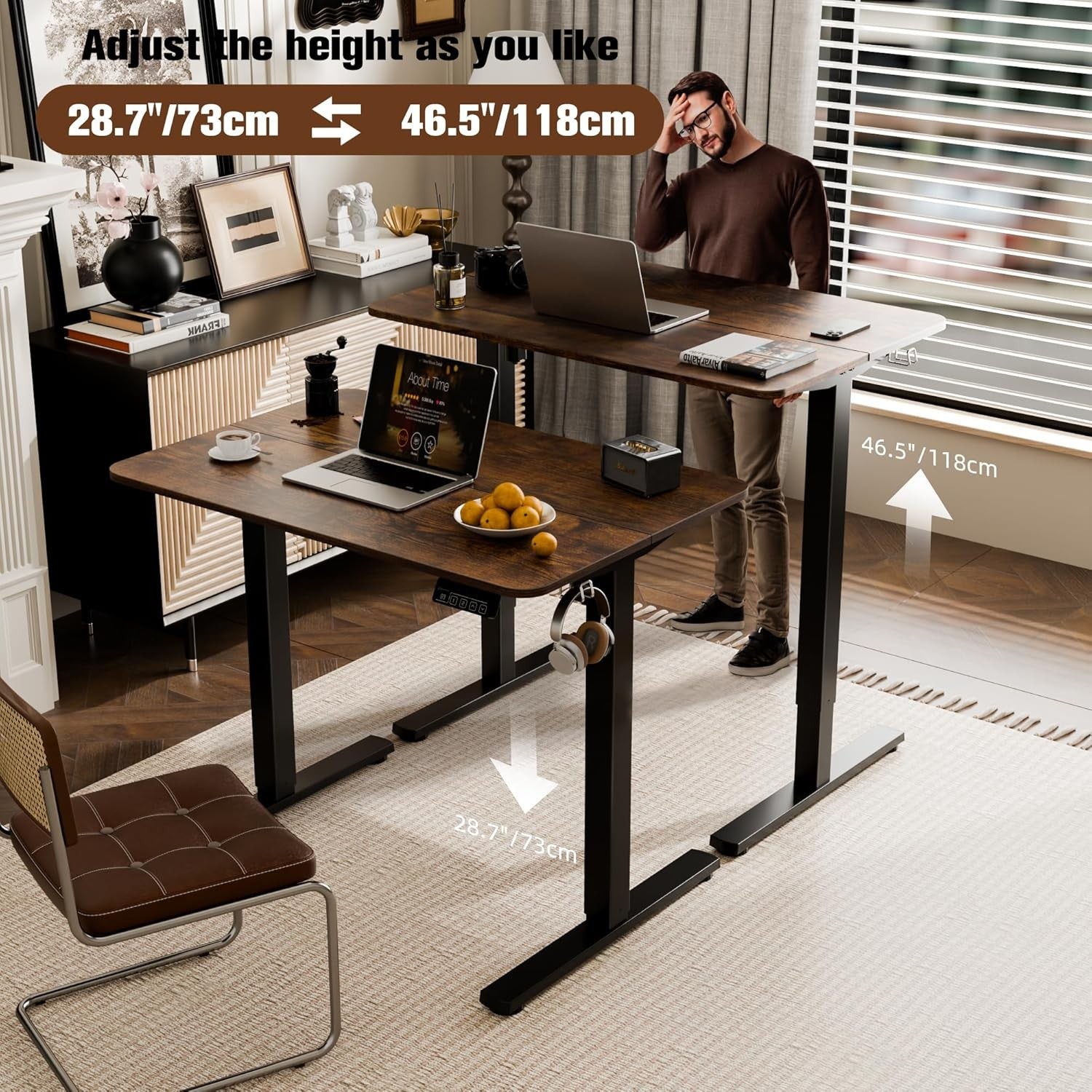 Electric Standing Desk Height Adjustable Sit Stand Home Office 90x60cm