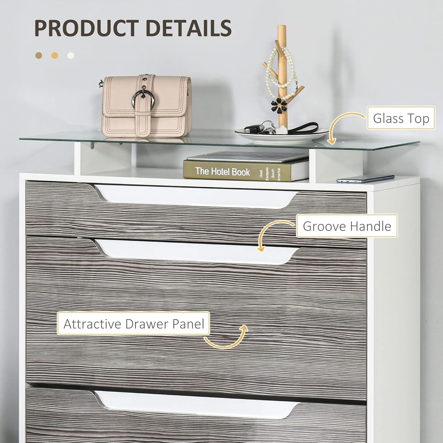 Grey Shoe Cabinet w/Flip Doors, Drawer & Glass Top – Holds 16 Pairs