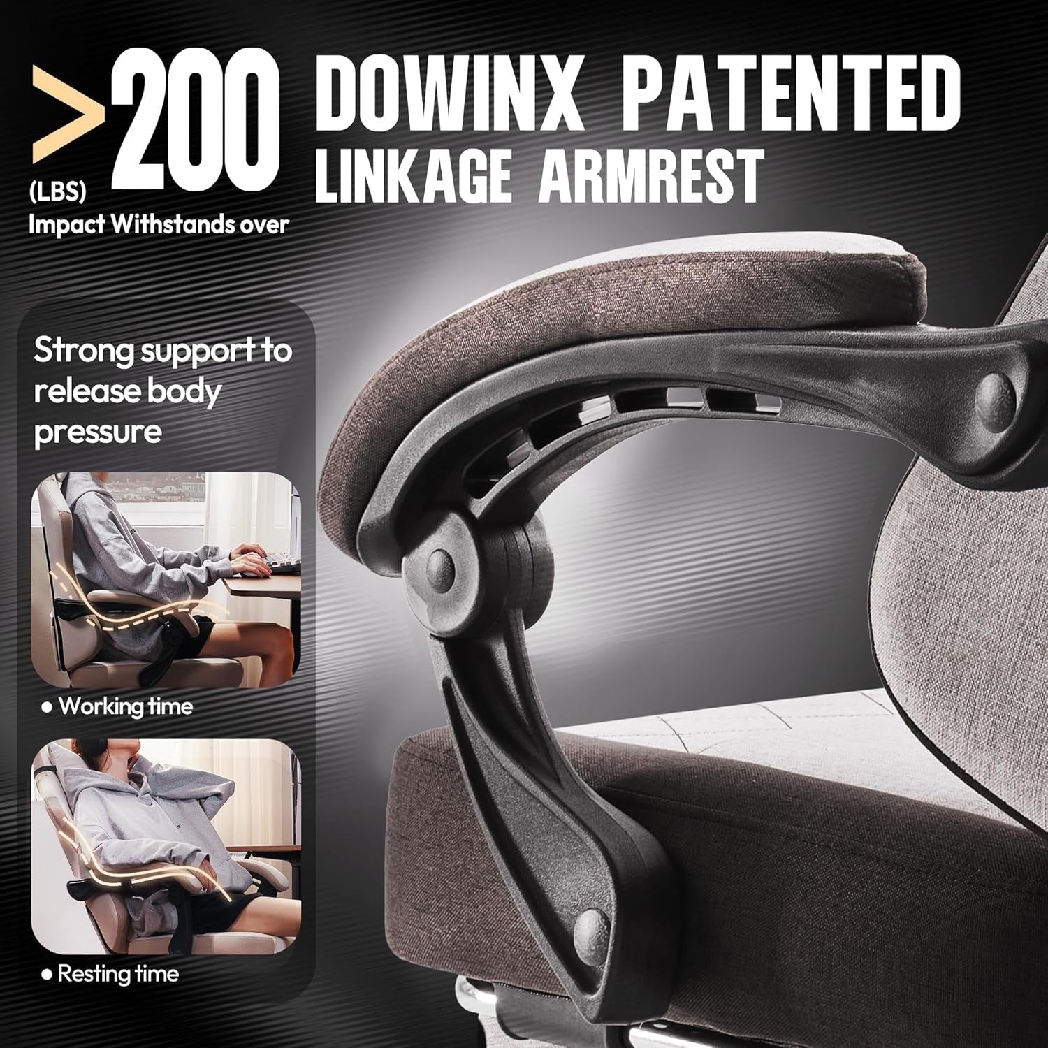 Ergonomic Gaming Chair w/ Footrest Massage Pocket Spring Brown
