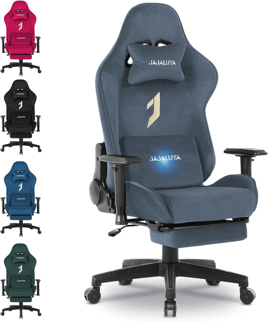 Oversized Gaming Chair with Footrest Massage Ergonomic Office Gray