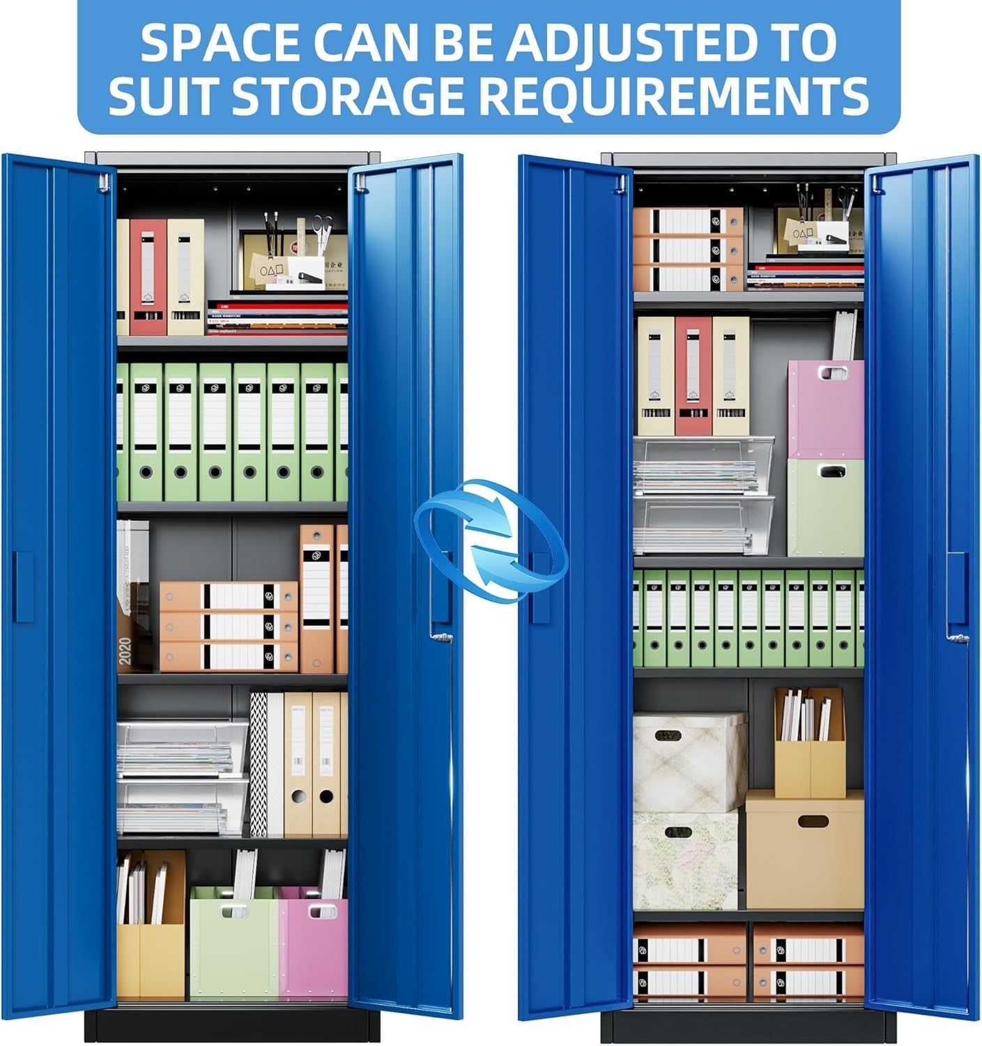 Steel Lockable Storage Cabinet 180cm with Adjustable Shelves for Garage