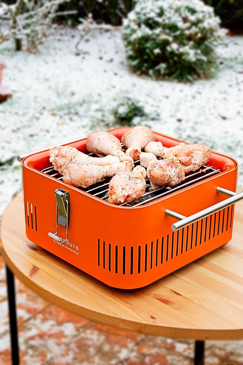Portable Charcoal BBQ Grill with Lid & Prep Board | Compact Tabletop